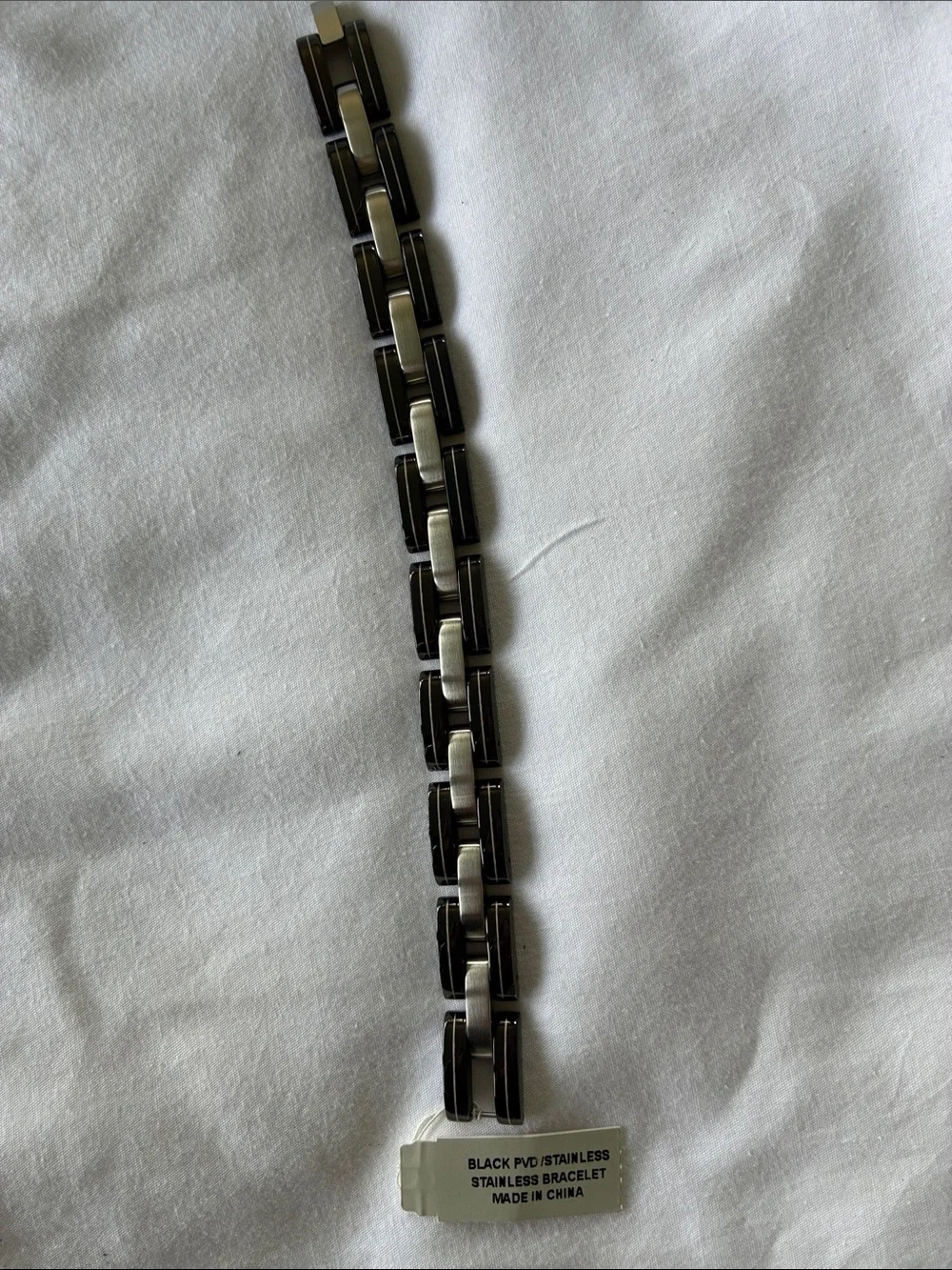 Men's Stainless Steel Black and Silver Link Bracelet